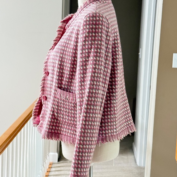 Vintage Pendleton Pink Tweed Virgin Wool Cropped Blazer in Size 14P - Picture 5 of 8